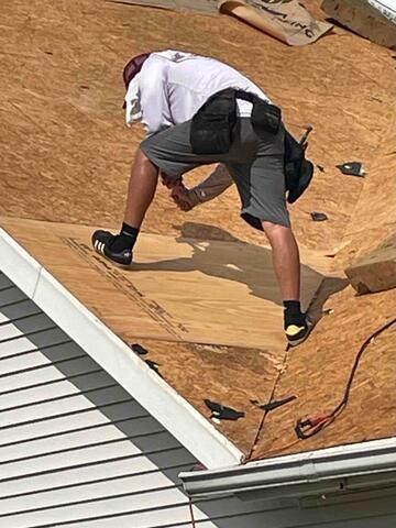 Clearing the old roof uncovered a leak.