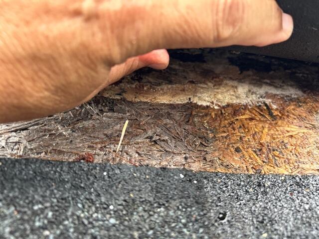 Missing Shingles caused decking to weaken.