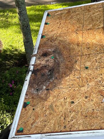 Wind Damage lead to a leak under the shingles.